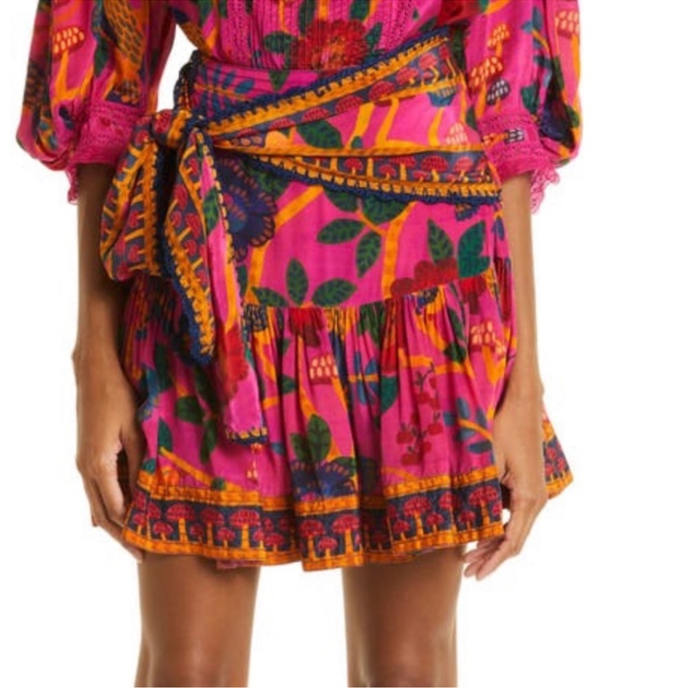 FARM Rio Pink & Orange Floral Mini Skirt